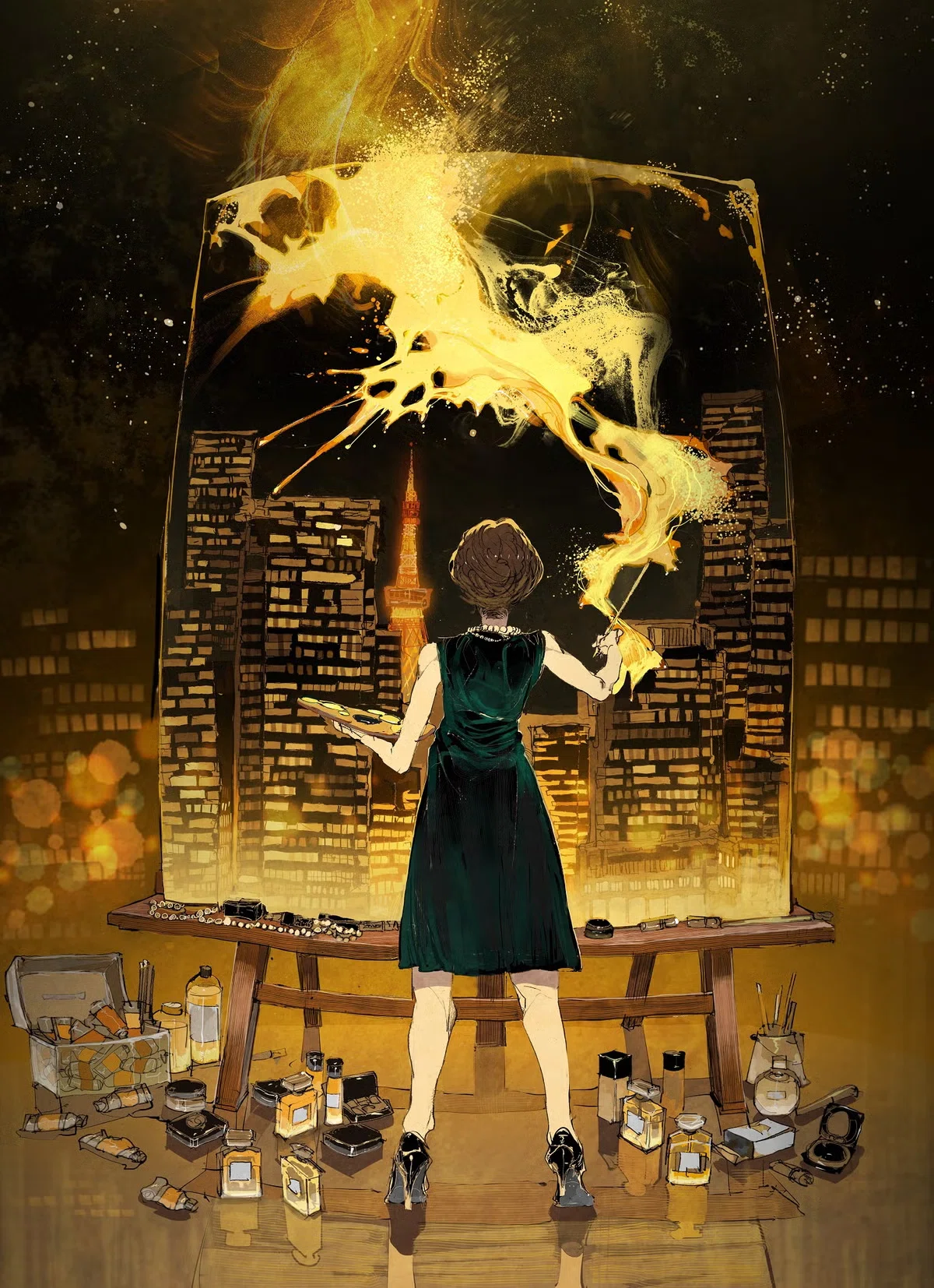 Exhibition space at CHANEL Nexus Hall with framed manga panels from The Promised Neverland hanging alongside photography and CHANEL visuals.